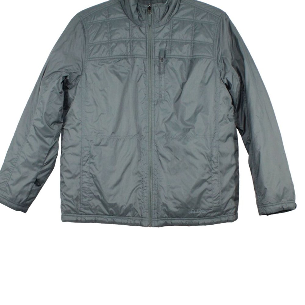 LL Bean Gray Nylon Insulated Full Zip Winter Liner Jacket Size L - Picture 2 of 8